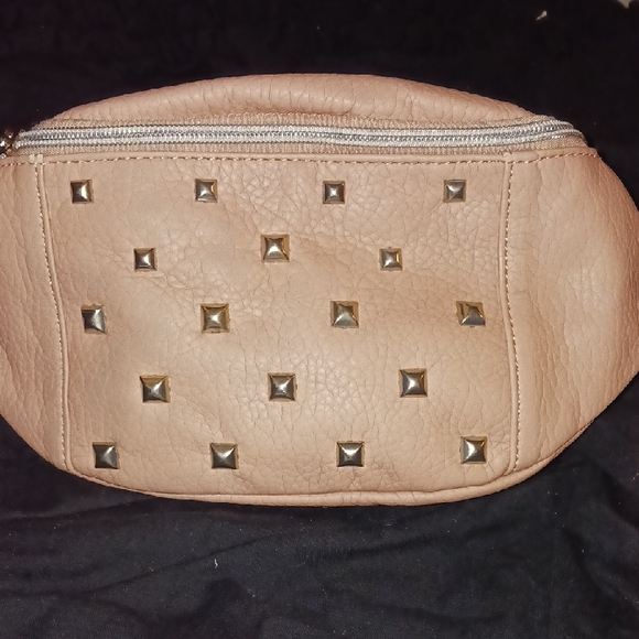 Studded Pink/Tan Faux Leather Belt Bag/Waist Bag/Fanny Pack - Picture 1 of 3